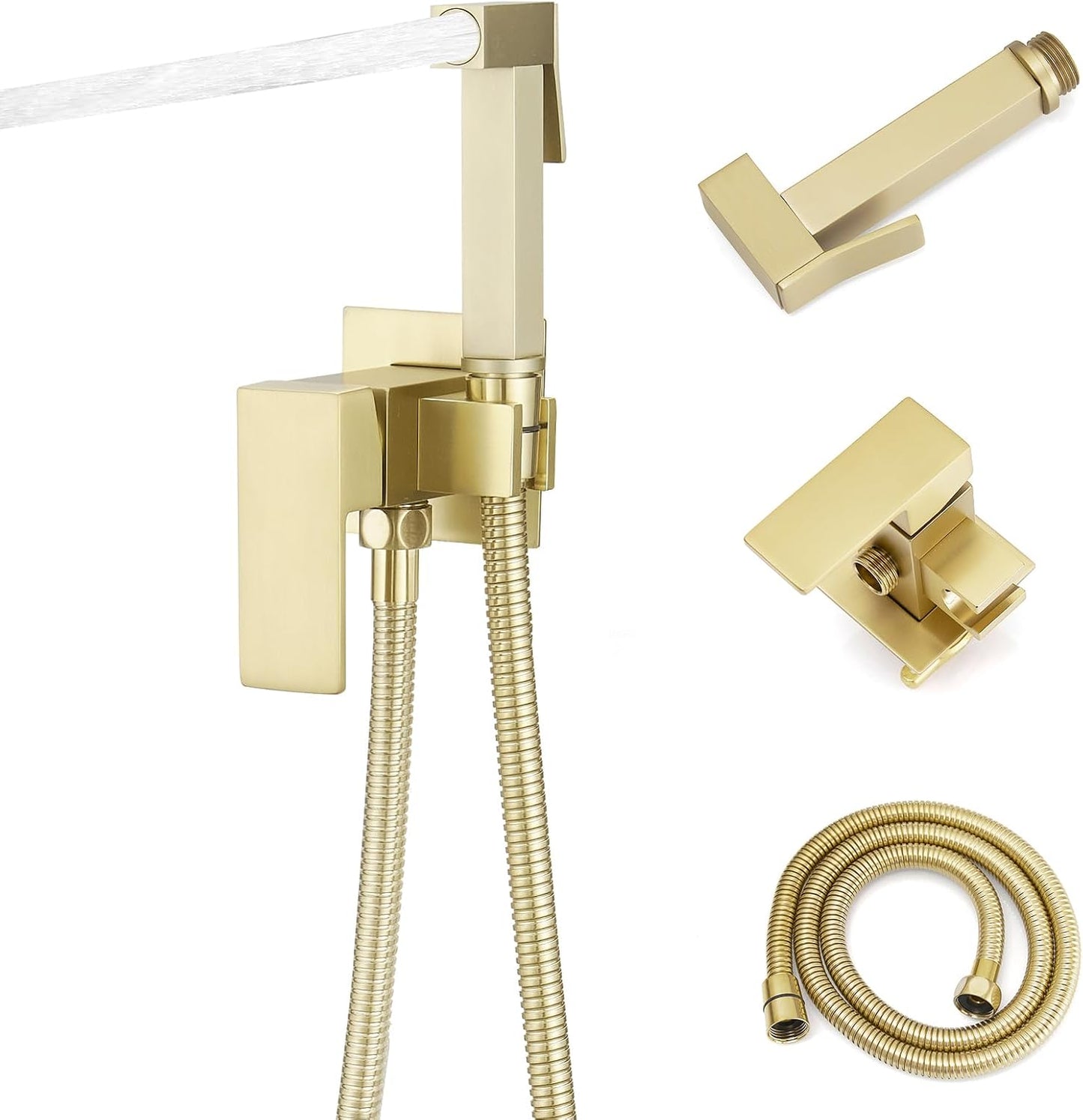 Homevacious Handheld Bidet Sprayer Faucet for Toilet with Hot and Cold Rough-in Valve Adjustable Water Pressure Round Brass Bidet Attachment Set for Feminine Pets and Baby Diaper Washing Matte Black