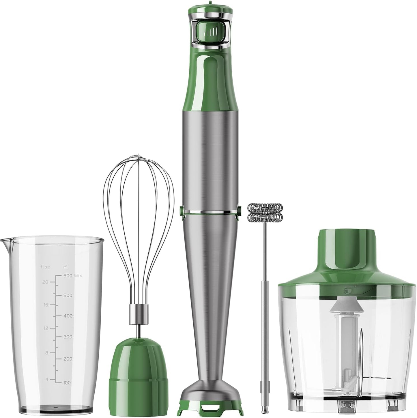 Turelar Immersion Blender Handheld Corded Hand Blenders Set 1100W, Trigger Variable Speed 5 in 1 Stick Emulsifier with Chopper, Whisk and Frother for Soup, Baby Food and Smoothies, Orange