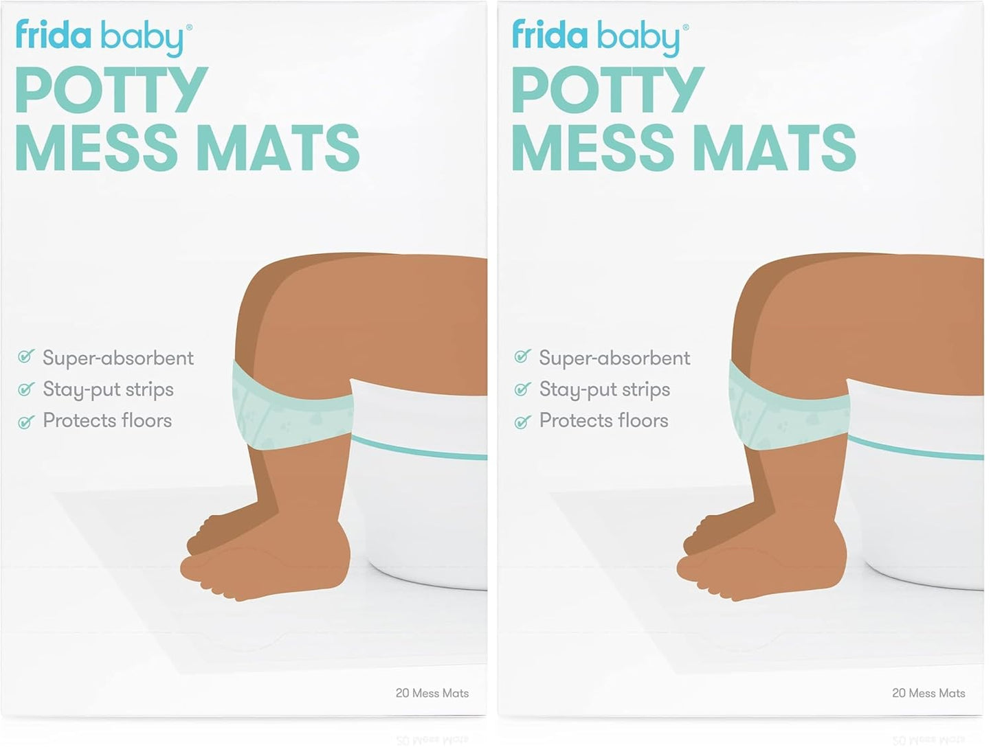 Frida Baby Potty Mess Mats, Disposable, Super-Absorbent Floor Pads for Easy Cleanup, 20 Count