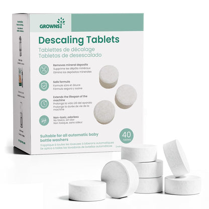 GROWNSY Descaling Tablets for Bottle Washers, 12 Count Descaler Tablets to Remove Limescale & Mineral Buildup, Compatible with Momcozy and Baby Brezza Baby Bottle Washer