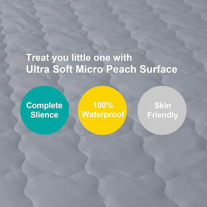 2 Pack Pack and Play Mattress Protector Sheets Fitted Waterproof Playard Mattress Pad Cover, Compatible with Graco Pack n Play & Dream On Me & Pamo Babe, Playpen/Playard Sheet, Gray&Pink, 39" x 27"