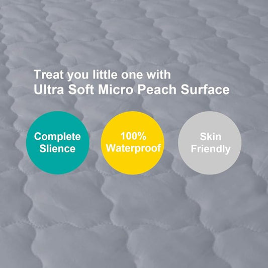 Biloban 2 Pack Pack and Play Mattress Protector Sheets Fitted Waterproof Playard Mattress Pad, Compatible with Graco Pack n Play & Dream On Me & Pamo Babe, Playpen/Playard Sheet, Gray, 39" x 27"