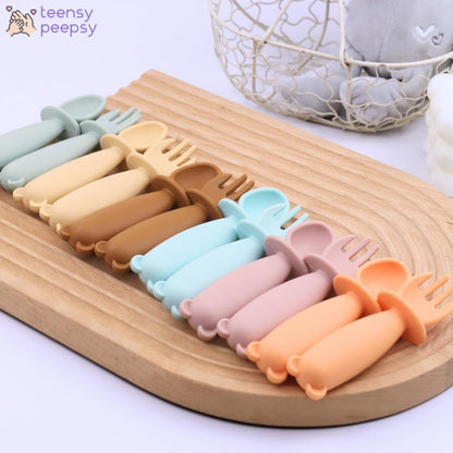 Silicone Bear Shaped Baby Bowl with Suction, Spoon & Fork for Babies 6+ Months, Infant Feeding BLW Baby Essentials Must Haves, BPA Free, Dishwasher Safe (Very Bear)