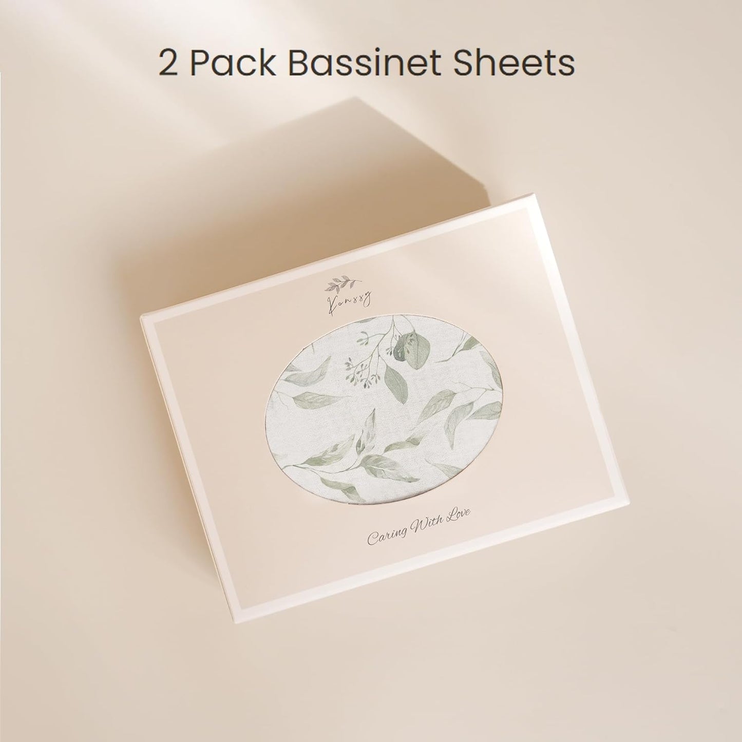 Konssy Muslin Fitted Bassinet Sheets 2 Pack for Baby Girl Boy, Soft Bedside Sleeper Bassinet Sheets Fit for Baby Bassinets, Moses Basket Oval Rectangle Pad/Mattress