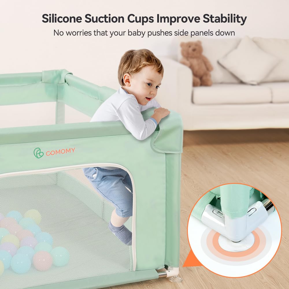 COMOMY Playpens for Babies and Toddlers, Small Baby Play Pens, Activity Center for Safe and Non-Slip Baby Fence, Full Mesh Design, Indoor & Outdoor Kids Activity Center (Dark Grey, 36"x36")