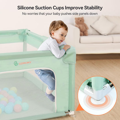 COMOMY Playpens for Babies and Toddlers, Small Baby Play Pens, Activity Center for Safe and Non-Slip Baby Fence, Full Mesh Design, Indoor & Outdoor Kids Activity Center (Dark Grey, 36"x36")