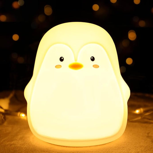 LOVERUIS Baby Night Lights Pudgy Penguins 7 Colors Night Light for Baby Nursery 3 Hours Timer Cute Night Light Gift Kid Penguin