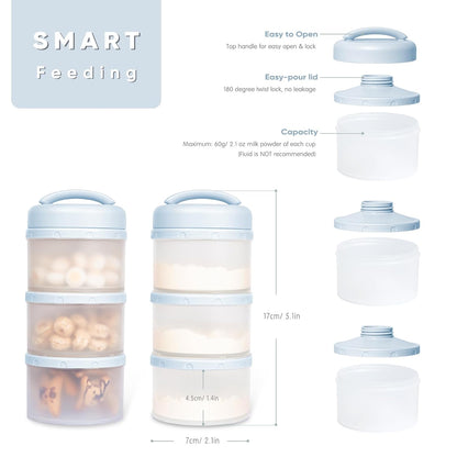 Termichy Stackable Formula Dispenser Portable Milk Powder Container, 2 Pack, Warm Grey
