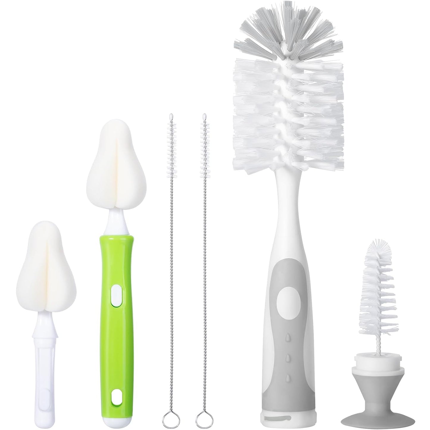 Carebabymore Baby Bottle Brush Set with Nylon Nipple Cleaner, Sponge & Straw Brushes (Blue)