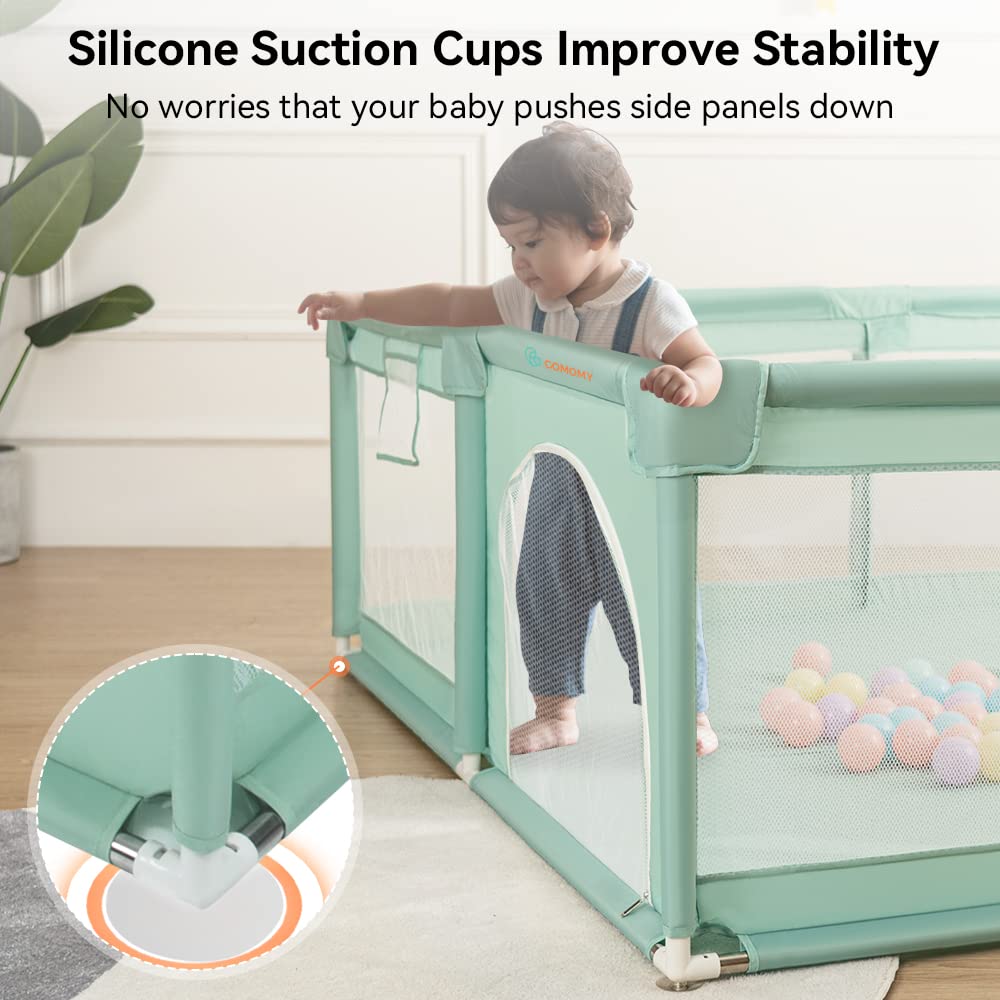 COMOMY Playpens for Babies and Toddlers, Small Baby Play Pens, Activity Center for Safe and Non-Slip Baby Fence, Full Mesh Design, Indoor & Outdoor Kids Activity Center (Dark Grey, 36"x36")
