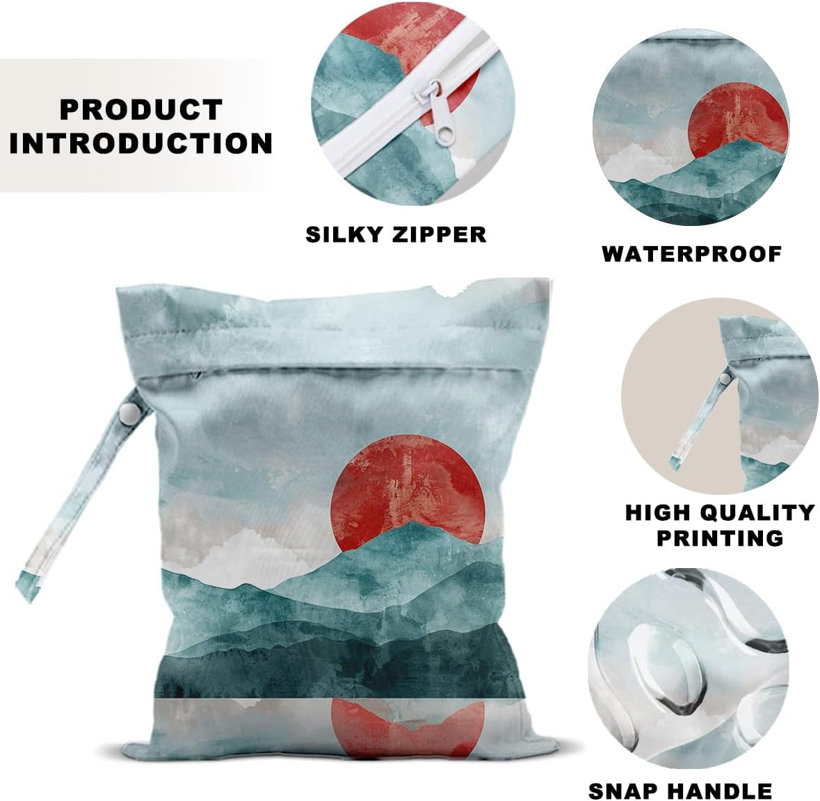 Unicorn Wet Dry Bag 12x10 Inch, Waterproof Reusable Wet Bag with Two Zippered Pockets & Handle for Swimsuit Travel Beach Pool Gym Stroller Dirty Yoga Gym Clothes Toiletries Daycare Organizer