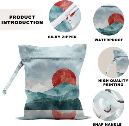 Unicorn Wet Dry Bag 12x10 Inch, Waterproof Reusable Wet Bag with Two Zippered Pockets & Handle for Swimsuit Travel Beach Pool Gym Stroller Dirty Yoga Gym Clothes Toiletries Daycare Organizer