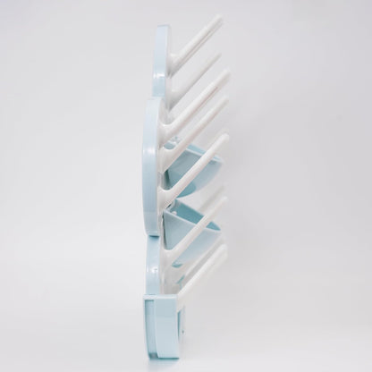 The Bottle Blossom- Wall Mounted Baby Bottle Drying Rack for Bottles, Cups, Sippy Cups, Vertical Wall Hanging, Space Saving, Large Capacity Baby Essential, 2 Adhesive Hooks Included (Light Blue)
