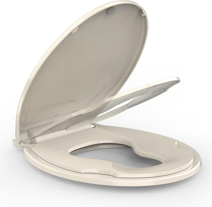 Toilet Seat Round,Toilet Seat with Toddler Seat Built in, Potty Training Toilet Seat Round Fits Both Adult and Child, with Soft Close,Easy Install and Clean - White, Round