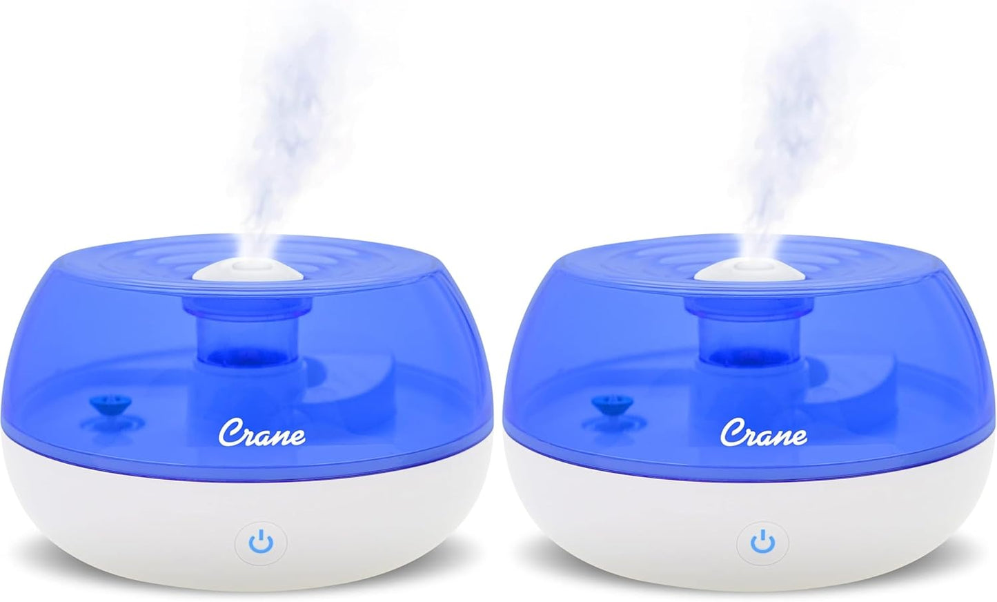 Crane Personal Ultrasonic Cool Mist Humidifier – 1.5 Liter, 8-Hour Run Time, Whisper Quiet, Auto Shut-Off, Filter-Free for Small Rooms, Offices, Nursery, Travel