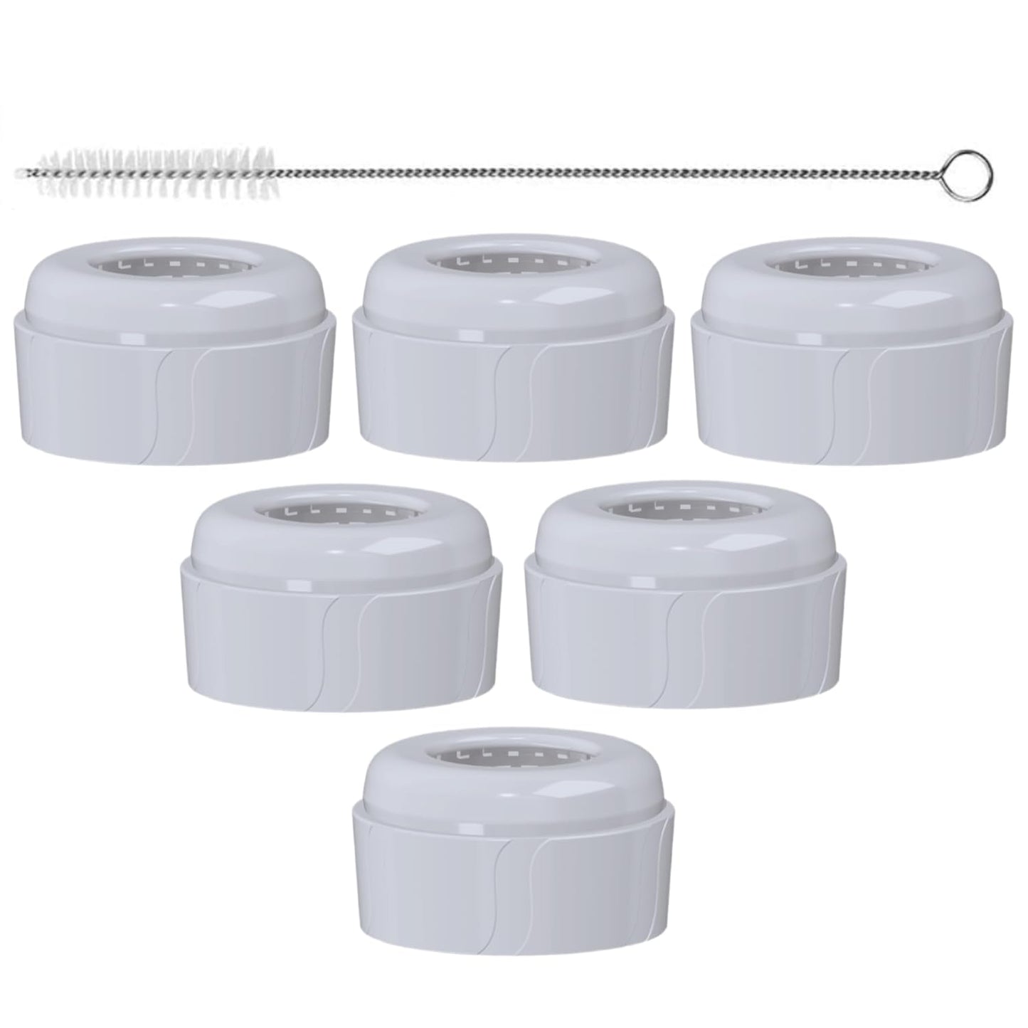 6pcs Replacement Baby Bottle Nipple Ring Collars w/Cleaning Brush for Dr. Brown's Narrow Bottles 4oz & 8oz | 1 Count(Pack of 6) BPA Free | Plastic & Glass Bottles | Mess-Free No Leak or Spills Collars