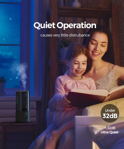 raydrop Cool Mist Humidifiers for Home Babies, 1.70 L Quiet and Small Ultrasonic Humidifier for Bedroom Nightstand, Space Saving, Auto Shut Off - (0.45 Gallon, US 110 V)