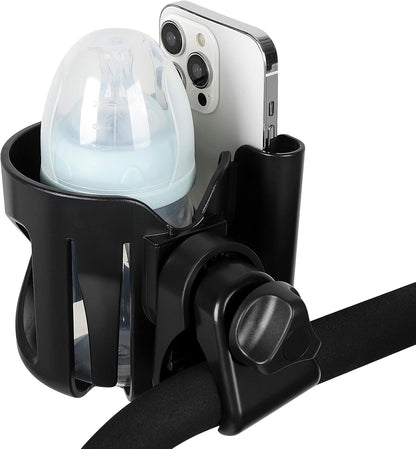 Accmor Universal Cup Holder, Stroller Cup Holder with Phone Holder, 360° Rotatable Large Caliber Designed Bottle Holder for Stroller, Bike, Wheelchair, Walker, Scooter