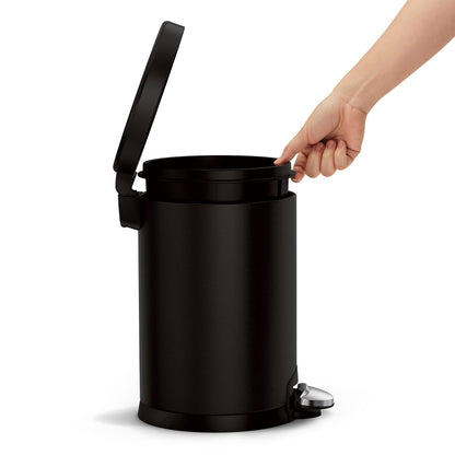 simplehuman 4.5 Liter / 1.2 Gallon Round Bathroom Step Trash Can, Brushed Stainless Steel