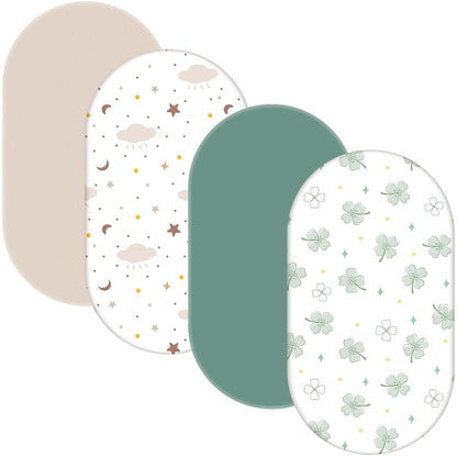4 Pack Baby Bassinet Sheets - 35"x20" Bedside Bassinet Sheets for Newton, Ezebaby, AMKE & Other Large Bedside Sleeper | Ultra Soft & Skin Friendly Bassinet Fitted Sheets for Boys Girls