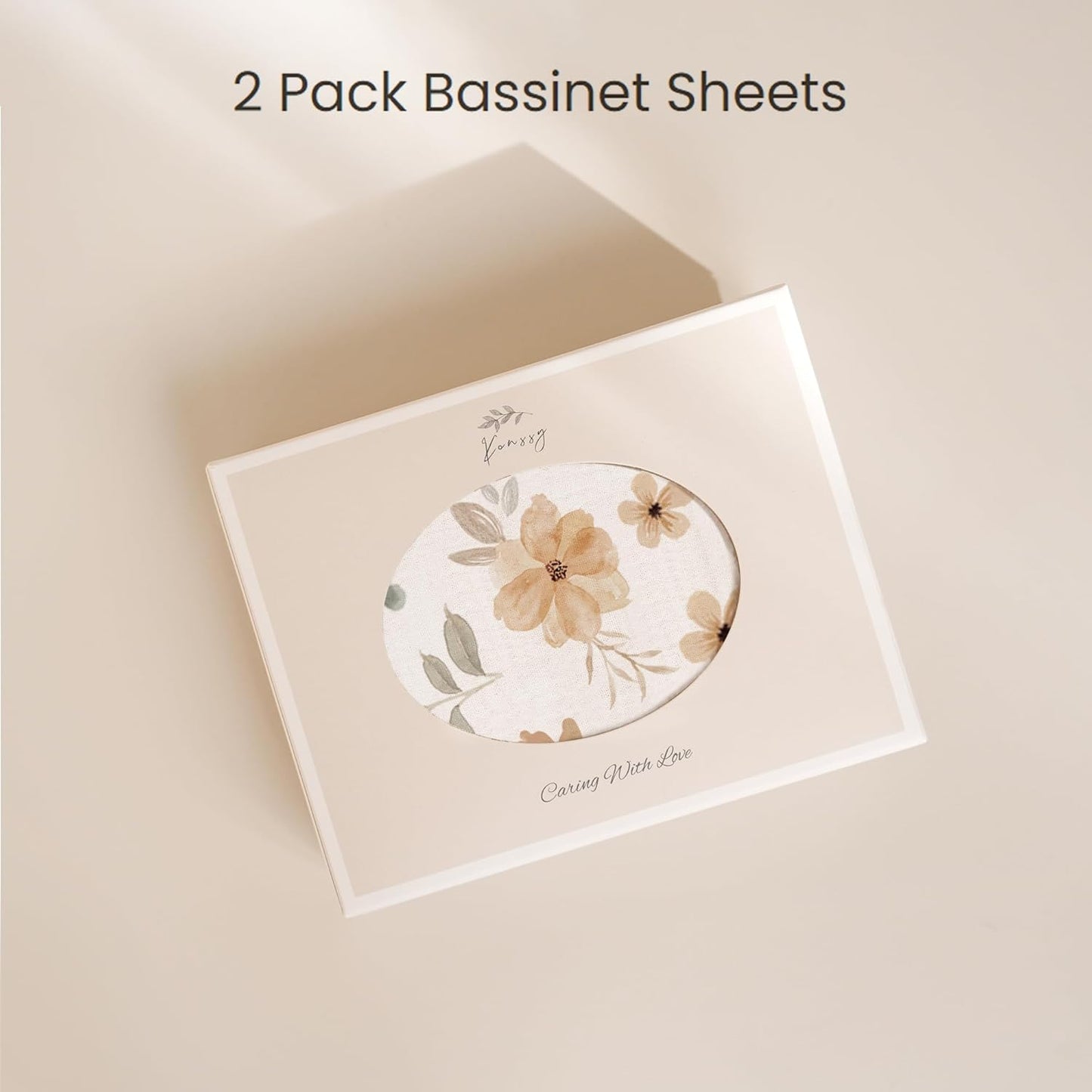 Konssy Muslin Fitted Bassinet Sheets 2 Pack for Baby Girl Boy, Soft Bedside Sleeper Bassinet Sheets Fit for Baby Bassinets, Moses Basket Oval Rectangle Pad/Mattress
