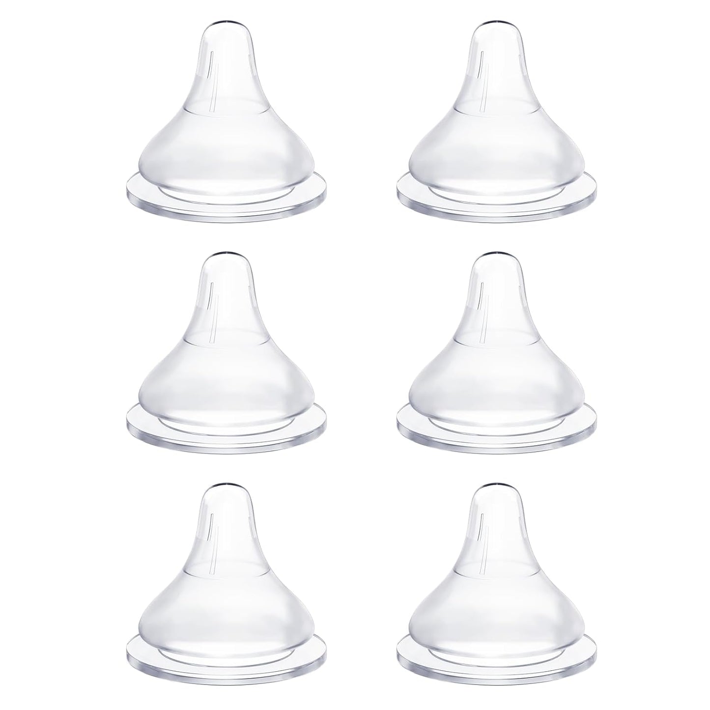 Silicone Bottle Baby Feeding Nipples Compatible with Lansinoh Bottles, Replacement Soft Nipple for Baby 1+ Months, Anti-Colic, BPA-Free, Slow Flow, Size S, 6 Count
