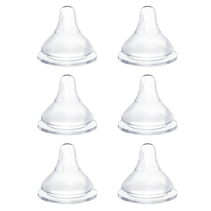 Silicone Bottle Baby Feeding Nipples Compatible with Lansinoh Bottles, Replacement Soft Nipple for Baby 1+ Months, Anti-Colic, BPA-Free, Slow Flow, Size S, 6 Count
