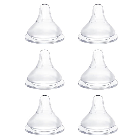 Silicone Bottle Baby Feeding Nipples Compatible with Lansinoh Bottles, Replacement Soft Nipple for Baby 1+ Months, Anti-Colic, BPA-Free, Slow Flow, Size S, 6 Count