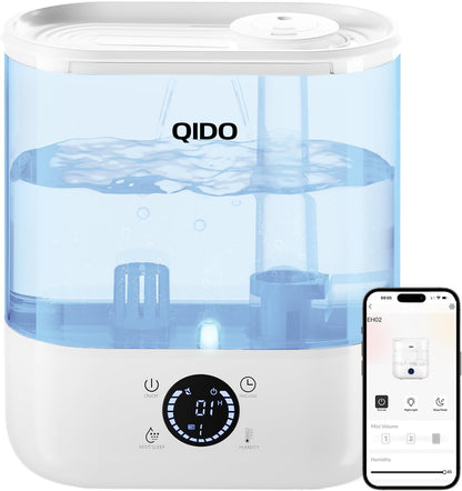 COMHOMA Top Fill Humidifiers for Bedroom, 5L Tank for Large Room, Easy to Fill & Clean, 28dB Quiet Cool Mist Air Humidifier for Home Baby Nursery & Plants, Touch/APP/7-color Nightlight, 36H, White