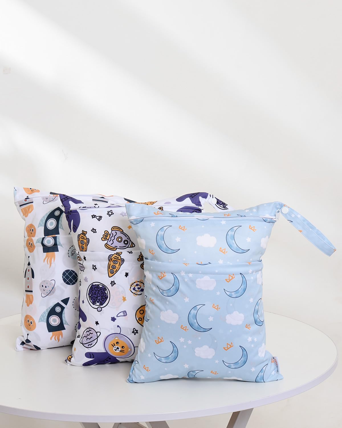 ALVA ALVABABY 3 Cloth Diaper Wet Dry Bags Waterproof Reusable with Two Zippered Pockets Travel Beach Pool Daycare Soiled Baby Items Yoga Gym Bag for Swimsuits or Wet Clothes Small medium Large - Colors A