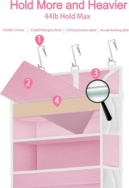 TAHAVICE 1 Pack Over The Door Organizer Storage, Hanging Organizer Closet with 5 Large Pockets 10 Mesh Pockets, 44 lbs Weight Capacity, Behind Door Storage for Nursery Bedroom Bathroom (Dark Grey)