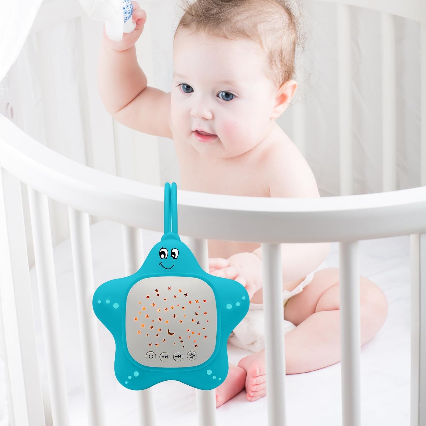 Portable White Noise Machine for Baby | Sleep Aid Music Lullaby Sound Machine with Star Projector for Nursery, Home, Travel | Gift for Infants, Toddlers, Kids