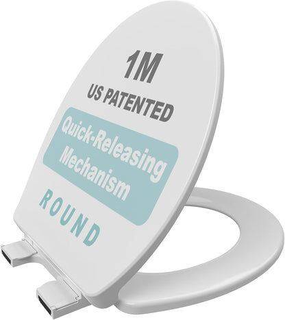 1M Family Toilet Seat, Patented Slow Close & Quick Releasing Technology, Anti-Wiggling, Easy to Install and Clean, Standard Elongated with Toddler Seat Built In (1 Piece)