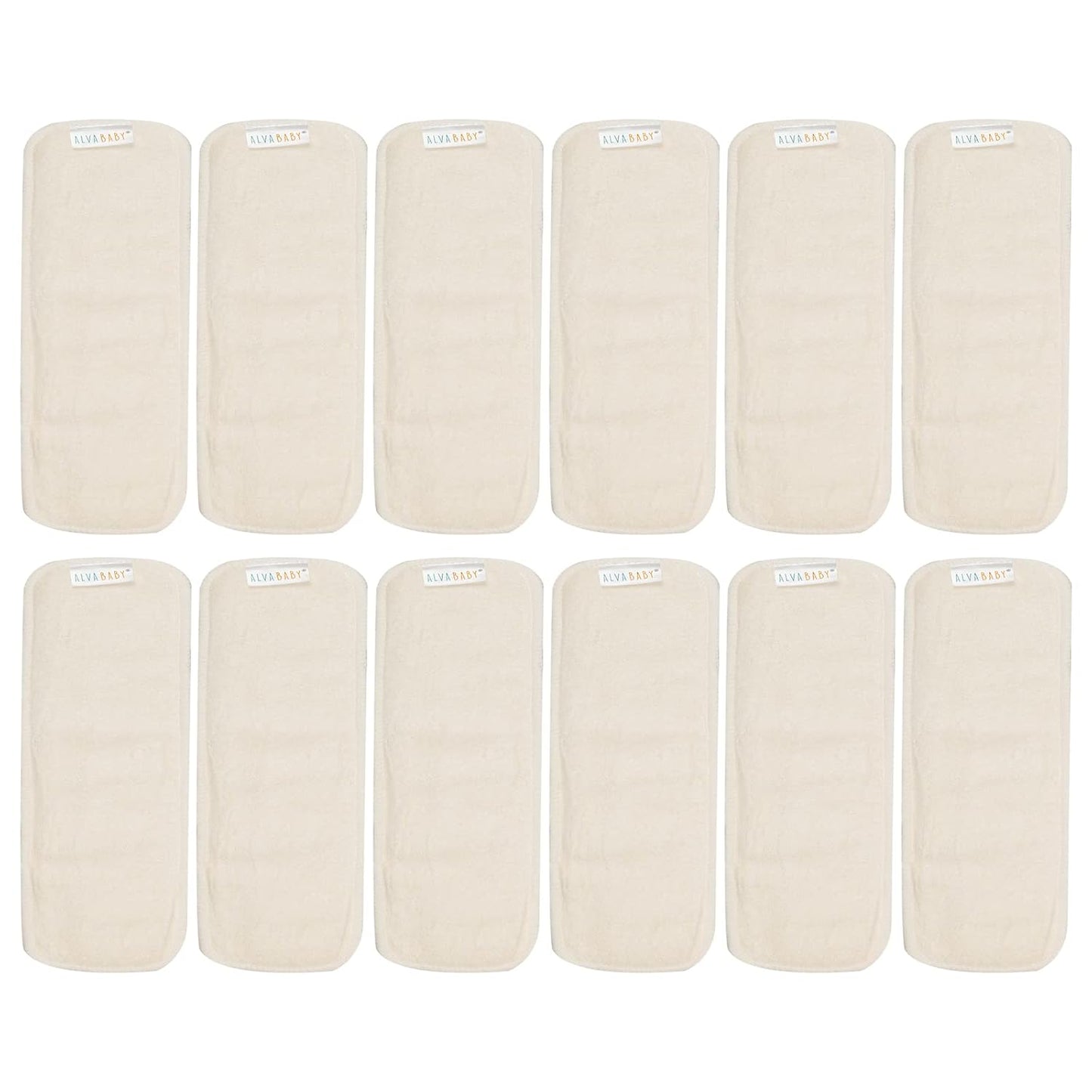 ALVABABY 12PCS Newborn Cloth Diaper Insert,5-Layer Charcoal Liner Reusable 12SZTN
