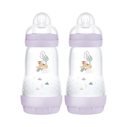 MAM 9oz Easy Start Anti-Colic+ Wide Neck Baby Bottle, Medium Flow Breastfeeding-Like Nipple, Reduces Colic Gas & Reflux, Easy To Clean, BPA Free, 2+ Months, Made In Europe, Bonus Fast Flow Nipple, Boy
