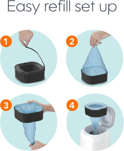 Diaper Genie Jumbo Square Refill, with Continuous Film, can Hold up to 810 Newborn-Sized Diapers per Refill.