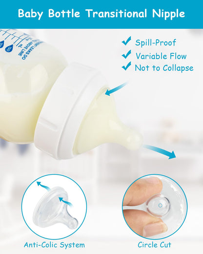 Silicone Nipple for Dr. Brown's Natural Flow Level 1 Wide-Neck Baby Bottle, 0m+, Slow Flow, 6 Count