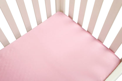 Satin Bassinet Sheet 2 Pack Ultra Soft Silk Compatible with Mika Micky Bedside Sleeper Fits Perfectly on 19 x 32 Inch Bed Side Sleeper Mattress Pad Protect for Baby Hair and Skin Grey White