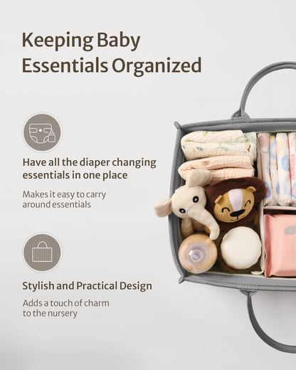 Blissful Diary Baby Diaper Caddy Organizer, Stylish Storage Basket for Newborn Essentials and Diaper Station, Gift for Baby Shower and Registry Must-Have, Mocha Brown