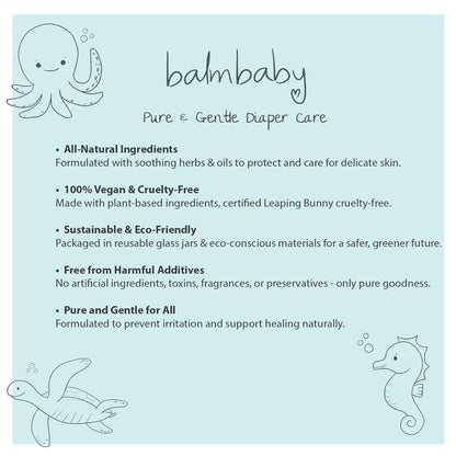 Diaper Balm by Balm Baby – Natural Organic Diaper Rash Cream & Multipurpose Baby Skin Ointment with Organic Calendula, Vegan - Soothing, Healing, Moisturizing – Newborn Cradle Cap