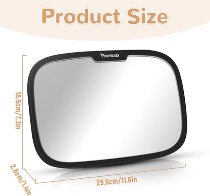 Rear Facing Baby Car Mirror, Safety Fixed Headrest Baby Car Mirror with Wide Clear View, Shatterproof, 360° Rotation, Crash Tested and Certified