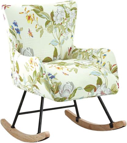 Nursery Rocking Chair Cover Stretchable Glider Chairs Cover Slipcovers Printed Rocking Accent Armchair Slipcover for Living Room Bedroom Offices, 03