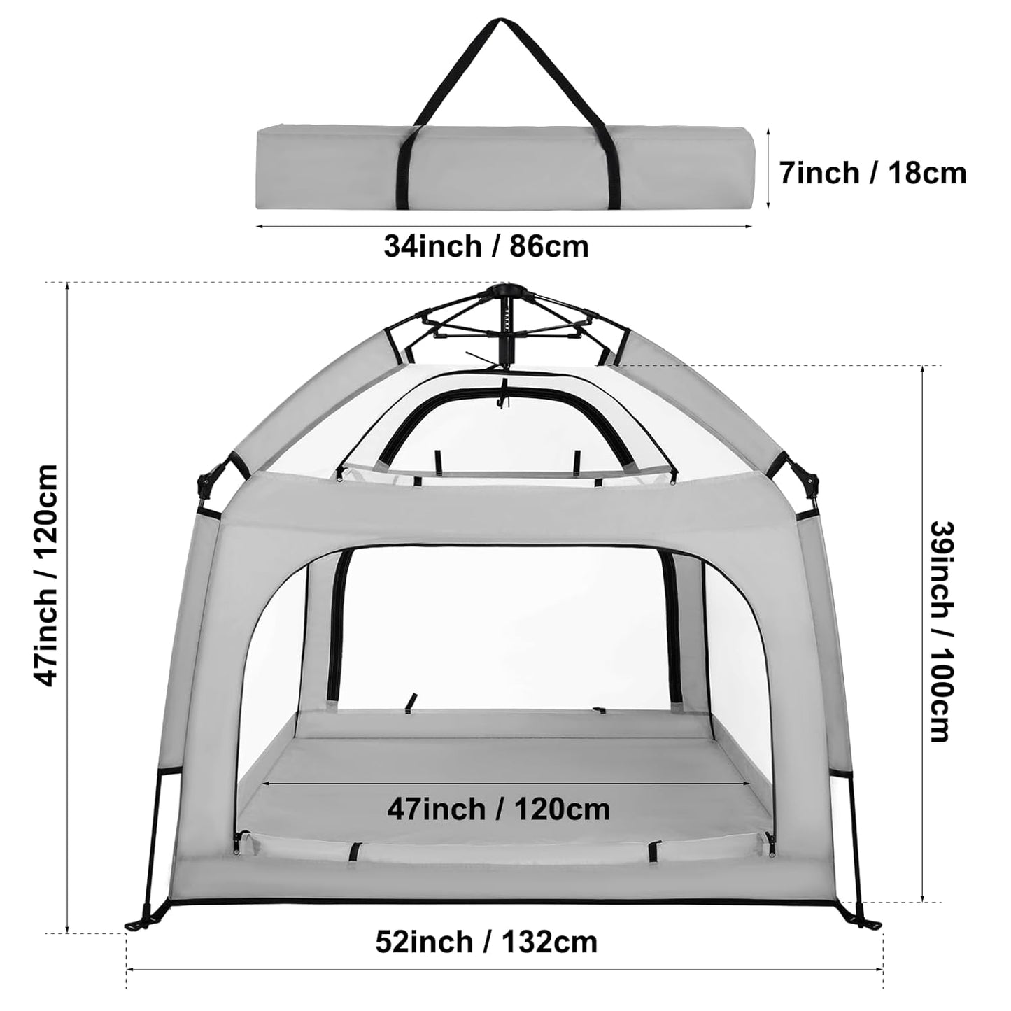 Bend River Portable Baby Playpen with Canopy, Infant Play Yard, Beach Tent, Mosquito Net for Indoor and Outdoor (Beige)