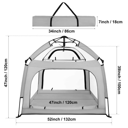 Bend River Portable Baby Playpen with Canopy, Infant Play Yard, Beach Tent, Mosquito Net for Indoor and Outdoor (Beige)