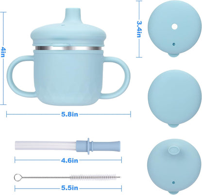 BUSOHA 3 Pack Stainless Steel Baby Bowls with Lid – 2-in-1 Toddler Feeding Bowl Heat-Resistant Spill-Proof Plate Suction Bowls for Kids Baby Toddler Food Feeding
