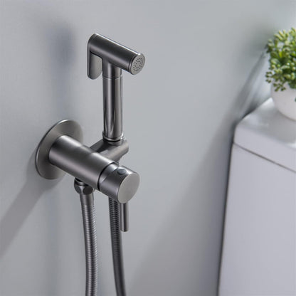 Bidet Sprayer for Toilet, Wall Mounted Hot and Cold Bidet Faucet, Handheld Cloth Diaper Sprayer Kit,Chrome(Gunmetal Gray)