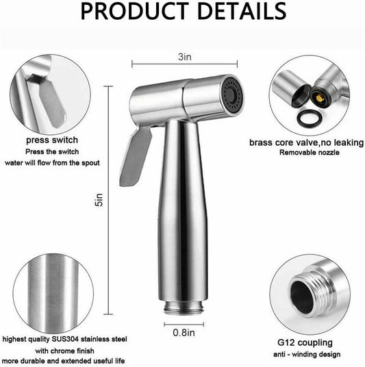 Handheld Bidet Sprayer for Toilet Handheld Sprayer Kit Toilet Sprayer Attachment for Toilet Handheld Bidet Cloth Diaper Sprayer Set Muslim Shower Toilet Sprayer