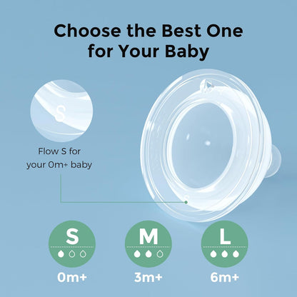 Momcozy Soft Baby Nipple Premium Natural Flow Silicone for Wide-Neck Bottles, BPA-Free, Perfectly Compatible with Momcozy Breast Milk Cooler, Small (Pack of 2)