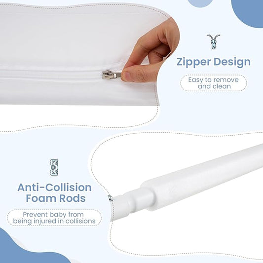INFANS Bed Rail for Toddlers, 59" Foldable Safety Baby Crib Rail Fit for Kids Twin, Extra Long Swing Down Bed Guardrail for Convertible Crib, Queen, Full, King Mattress Side Guard (White)