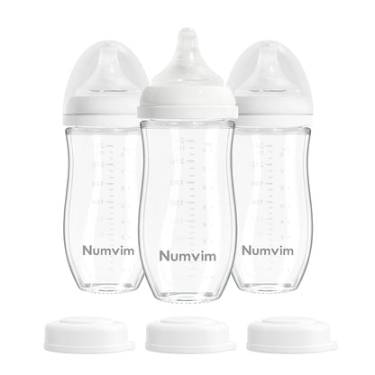 Natural Glass Baby Bottles Gentle & Slow Flow, Newborn Breastfeeding Bottle with Anti Colic Nipple for 0 Months Babies, 3 Packs (White (5 Ounce), 1 Count (Pack of 3))